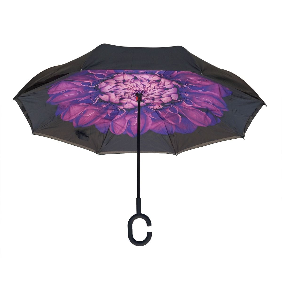 Topsy Turvy Designer Umbrellas - Drip Free Windproof - Purple Flower - Senior.com Umbrellas